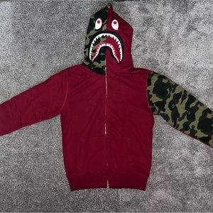 Half Camo Bape Red Full Zip